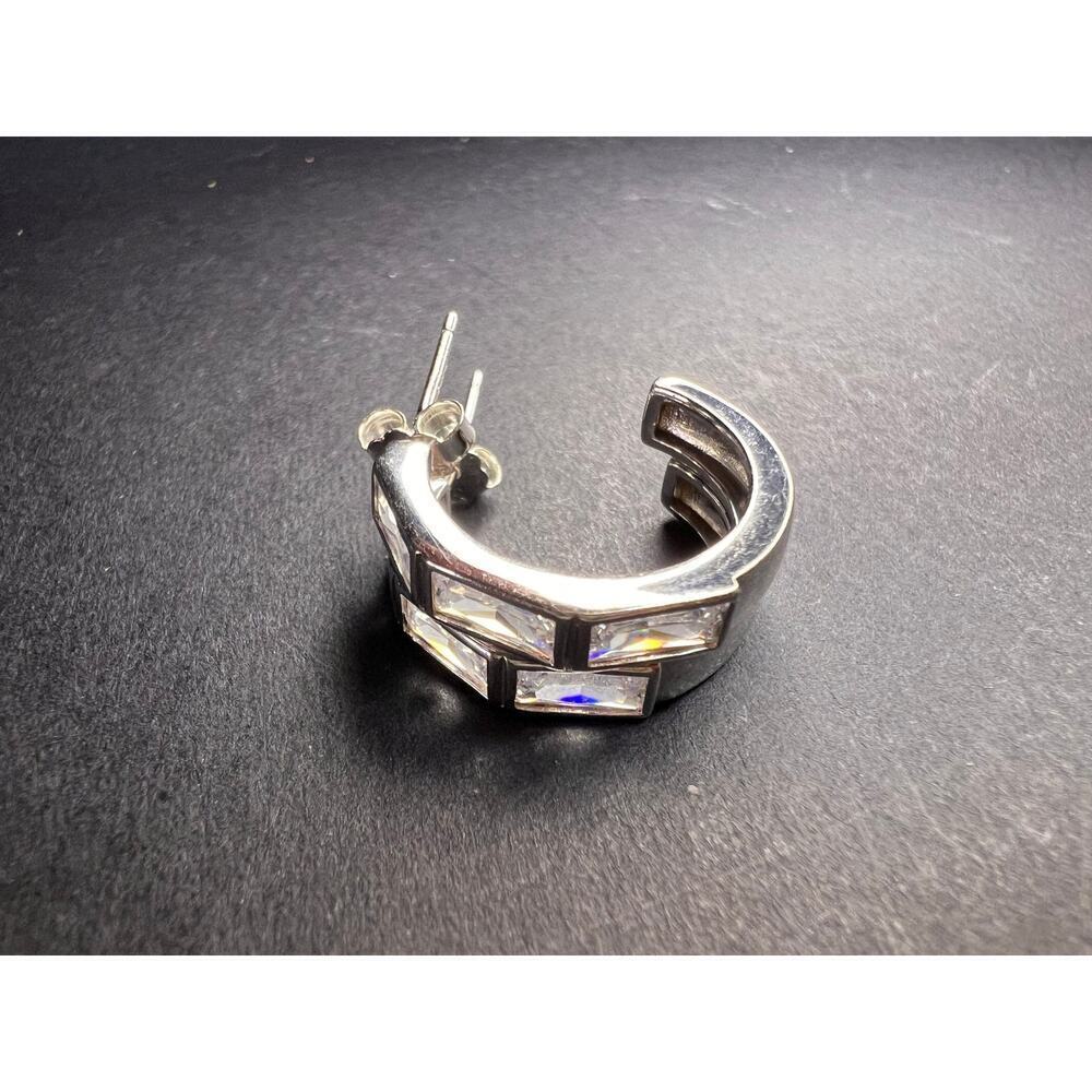 CZ half hoop earrings in sterling silver - Picture 11 of 14